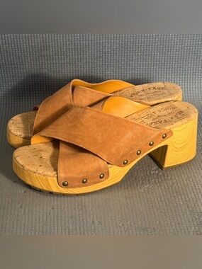 Kork-Ease Women’s Tatum Leather Slide Platform Heel Sandals Size 8